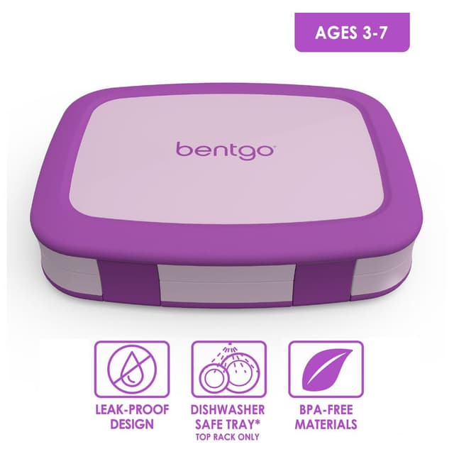 لانش بوكس خمس أقسام مقاوم للتسرب بروبل بنتجو Bentgo - Kids Bento Box - Purple