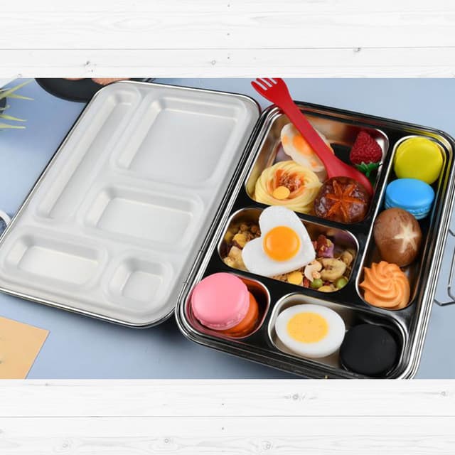لانش بوكس للاطفال 5 أقسام فولاذ رمادي بونجور Bonjour Steel Lunch Box