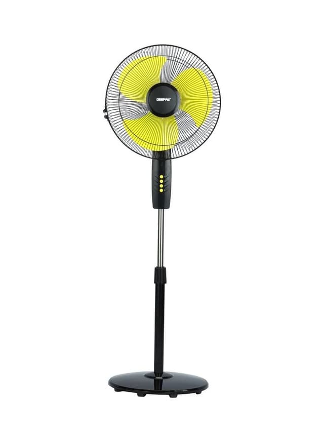 Geepas 16 Inch High Speed Pedestal Fan With 3 Blades And 3 Speed Variants 130.0 W Black , Yellow