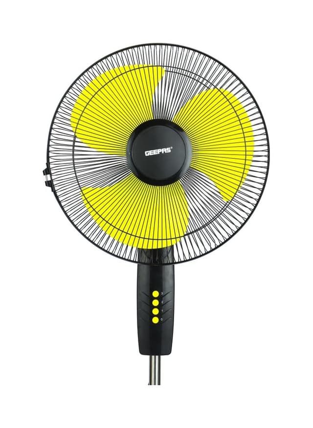 Geepas 16 Inch High Speed Pedestal Fan With 3 Blades And 3 Speed Variants 130.0 W Black , Yellow