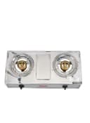 Geepas Stainless Steel Gas Cooker, Save Gas 60%, - Stainless Steel Body, Automatic Ignition System, Cast Iron Burner, High-Quality Electroplated Pan Support Silver