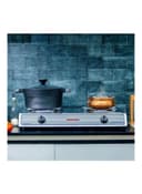 Geepas Stainless Steel Gas Cooker, Save Gas 60%, - Stainless Steel Body, Automatic Ignition System, Cast Iron Burner, High-Quality Electroplated Pan Support Silver