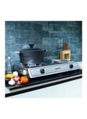 Geepas Stainless Steel Gas Cooker, Save Gas 60%, - Stainless Steel Body, Automatic Ignition System, Cast Iron Burner, High-Quality Electroplated Pan Support Silver