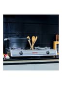 Geepas Stainless Steel Gas Cooker, Save Gas 60%, - Stainless Steel Body, Automatic Ignition System, Cast Iron Burner, High-Quality Electroplated Pan Support Silver