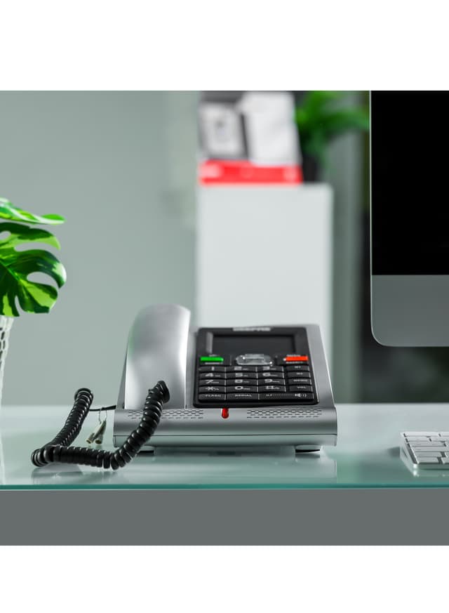 Geepas Executive Telephone With Caller Id Gtp2801, With 16-Digit Lcd Display And White Backlight, Solid Built Quality And Classic Design, Hands Free Function And Auto Redial, Ideal For Home And Office