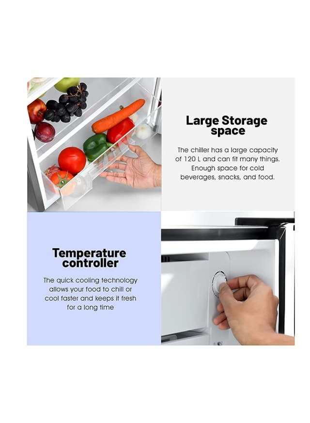 ثلاجة صغيرة 120 لتر أسود جيباس Geepas 120l Gross/92l Net Capacity Single Door Mini Defrost Refrigerator With Retro Premium Design