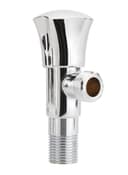 Geepas Angle Valve- Non-Ferrous Angle Valve For Toilets, Plumbing Fixtures Chrome Plated Solid Knob With Turn Ceramic Brass Cartridge G1/2-G1/2 Connection Suitable For Hot And Cold Water