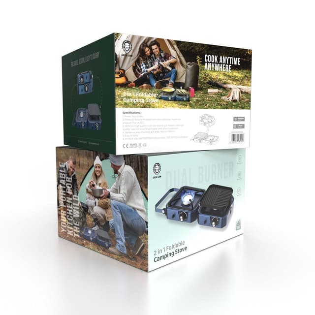موقد غاز للرحلات قابل للطي جرين 6000 واط Green Lion 2 In 1 Foldable Camping Stove