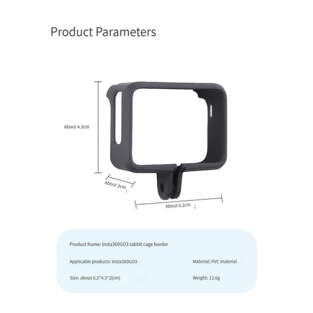 O Ozone Protective Housing Case Compatible for Insta360 Go3 Accessories, Charging Compartment Body Housing Frame Anti-Drop Holder Camera Frame Mount  for Go3 Camera -Black