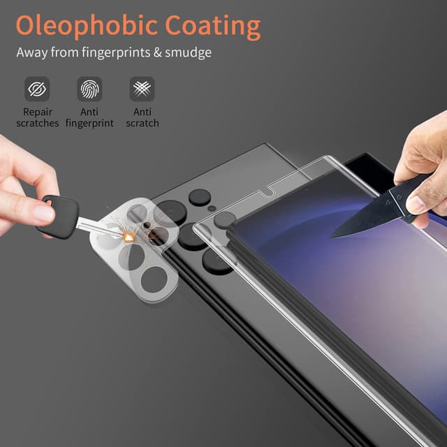 O Ozone [2 Pack] Screen Protector for Samsung Galaxy S23 Ultra 5G Flexible TPU Film, Fingerprint ID Compatible, Easy Installation, HD Clear (Front & Back)