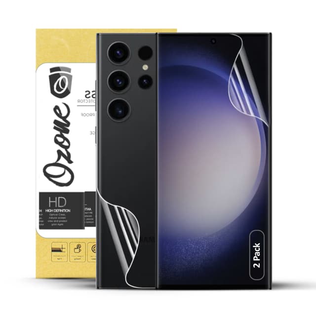 O Ozone [2 Pack] Screen Protector for Samsung Galaxy S23 Ultra 5G Flexible TPU Film, Fingerprint ID Compatible, Easy Installation, HD Clear (Front & Back)