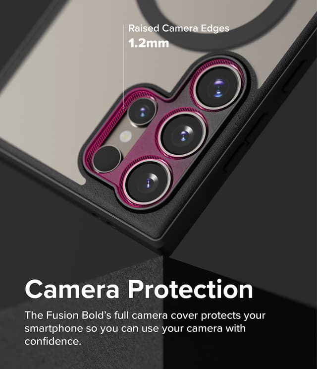 Ringke Fusion Bold Magnetic Compatible with Samsung Galaxy S24 Ultra Case Cover Firm Grip Frame Anti-Yellowing Anti-Fingerprint Frosted Hard Back Shockproof Bumper Galaxy S24 Ultra Back Cover- Matte Black