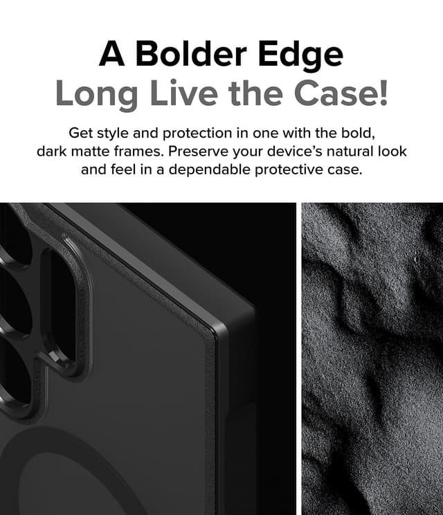 Ringke Fusion Bold Magnetic Compatible with Samsung Galaxy S24 Ultra Case Cover Firm Grip Frame Anti-Yellowing Anti-Fingerprint Frosted Hard Back Shockproof Bumper Galaxy S24 Ultra Back Cover- Matte Black