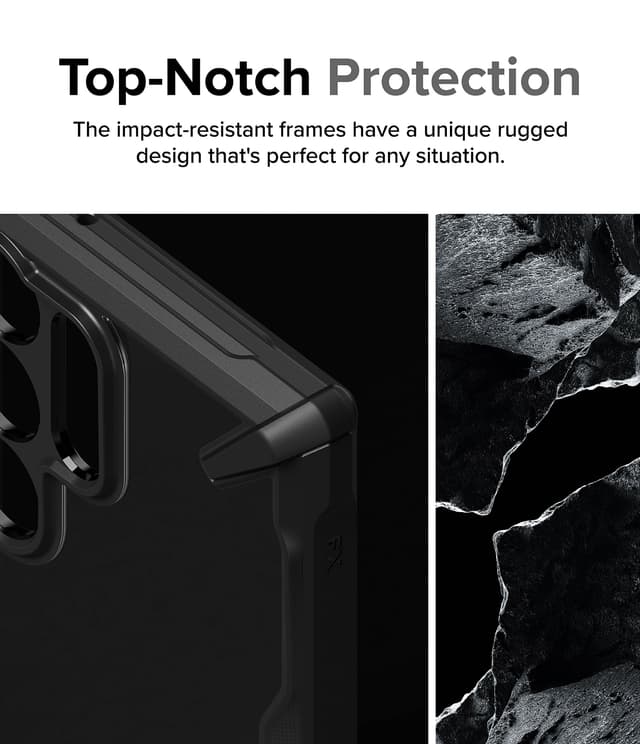 Ringke Fusion-X Compatible with Samsung Galaxy S24 Ultra 5G Case (2024), Clear Hard Back Cover Shockproof Protective Bumper Phone Cover for S24 Ultra - Black