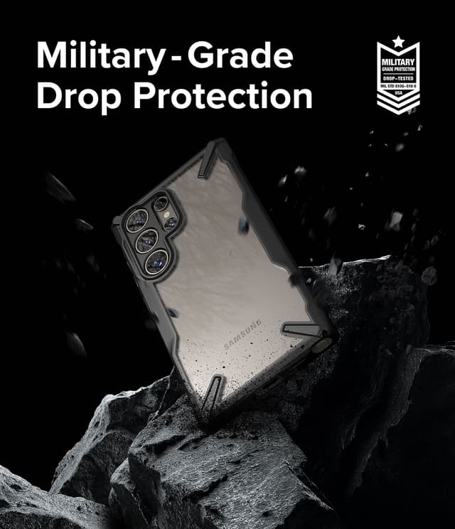 Ringke Fusion-X Compatible with Samsung Galaxy S24 Ultra 5G Case (2024), Clear Hard Back Cover Shockproof Protective Bumper Phone Cover for S24 Ultra - Black