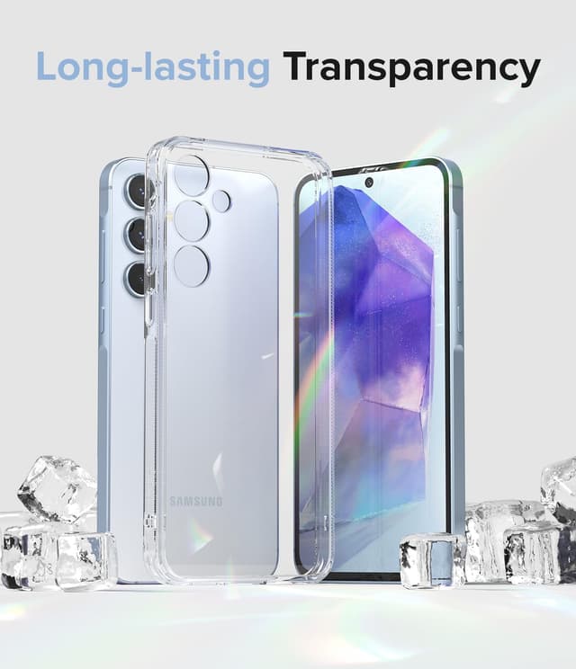 Ringke Fusion Case Compatible with Samsung Galaxy A55 5G (2024), Anti-Fingerprint Frost Clear Phone Case, Shockproof Protective Bumper Cover for Galaxy A55- Clear