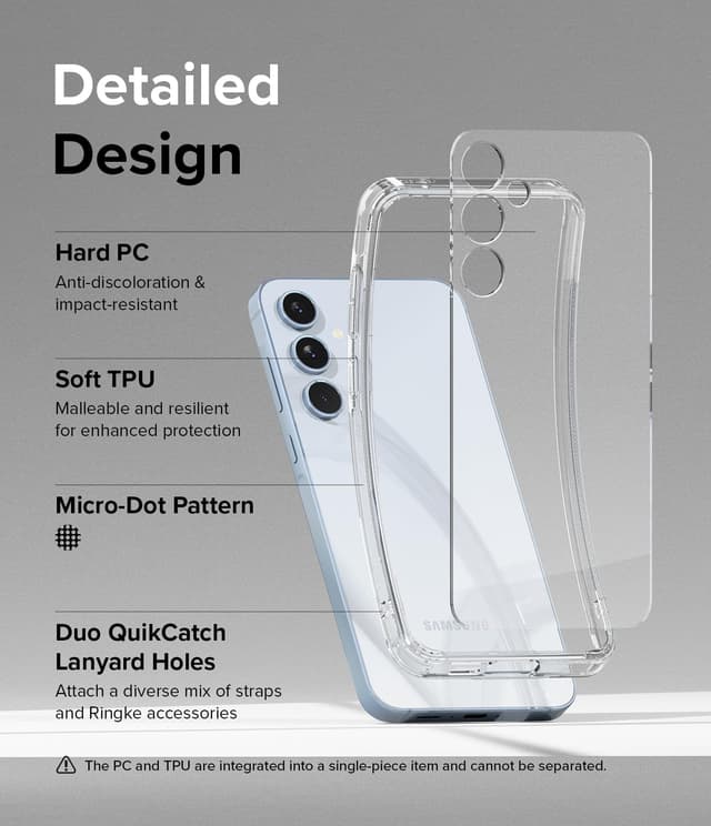 Ringke Fusion Case Compatible with Samsung Galaxy A55 5G (2024), Anti-Fingerprint Frost Clear Phone Case, Shockproof Protective Bumper Cover for Galaxy A55- Clear