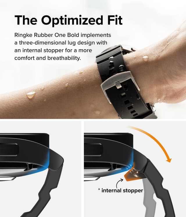 سوار ساعة سامسونج مطاط متوافق مع سامسونج غالاكسي أسود  رينجكي Ringke Rubber One Bold Watch Band for Samsung Galaxy Watch