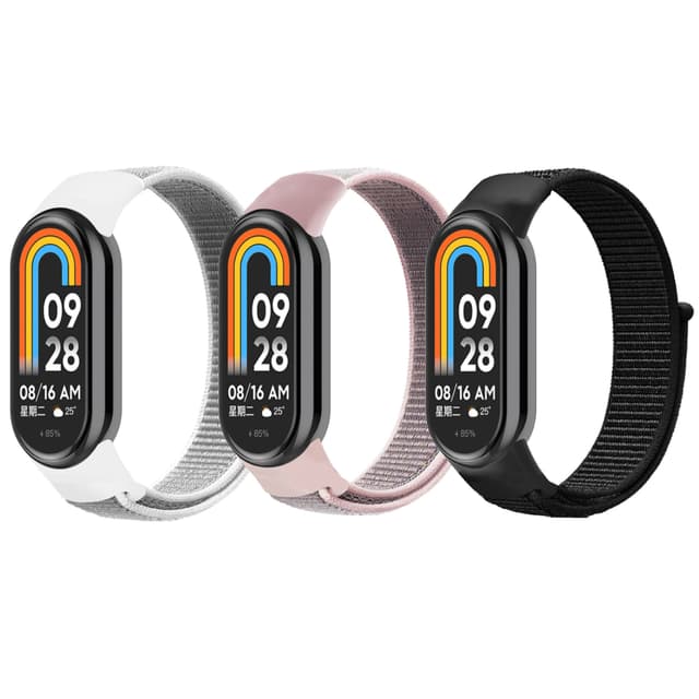 سوار ساعة شاومي باند 8 حزمة 3 في 1 قماش اوزون O Ozone Nylon Loop Straps Compatible with Xiaomi Mi Band 8