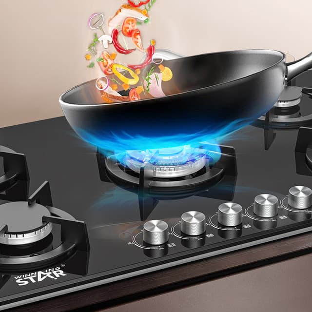 فرن بلت ان غاز 90 سم وينينج ستار 5 شمعات Winning Star Glass 5 Burner Gas Stove