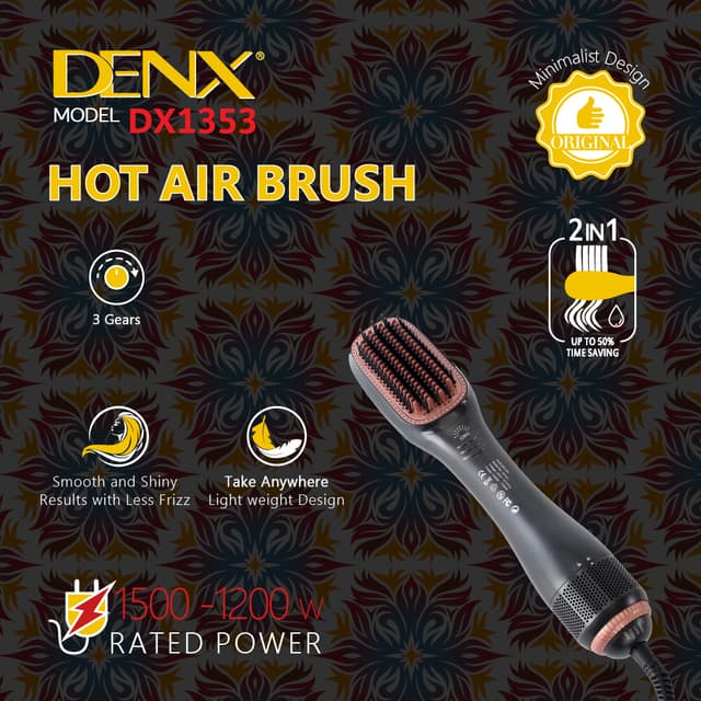 استشوار ومجفف شعر دينكس 1500 واط Denx Dx1353 Hot Air Brush