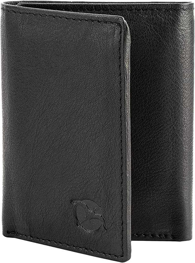 محفظة رجالية ثلاث طبقات جلد طبيعي فلاينغ فوسيل Flying Fossil Genuine Leather Hand-Crafted Trifold Minimalist Leather Wallet