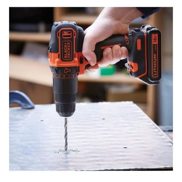 دريل كهربائي صغير لا سلكي بمحركين مع صندوق معدات بلاك اند ديكر Black+Decker Cordless 2 Gear Combi Hammer Drill With Kitbox