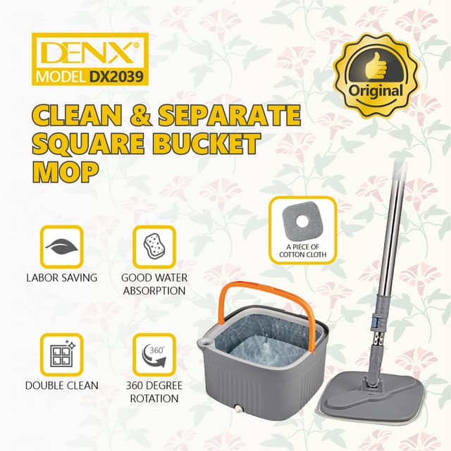 Denx Dx2039 Rotary Squeeze Mop and Bucket