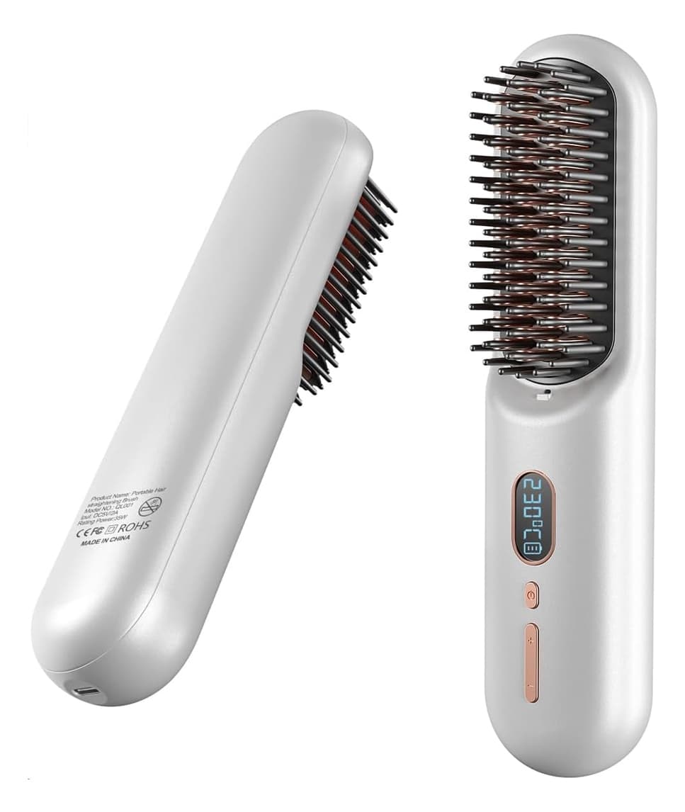 مشط حراري للشعر قابل للشحن 9600 مللي أمبير 230 درجة مئوية Cordless Hair Straightener Brush