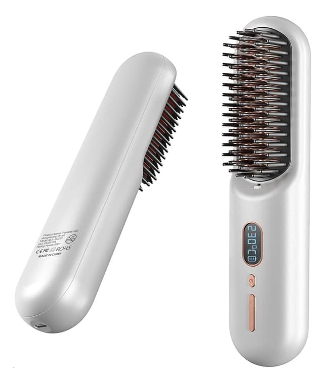 مشط حراري للشعر قابل للشحن 9600 مللي أمبير 230 درجة مئوية Cordless Hair Straightener Brush