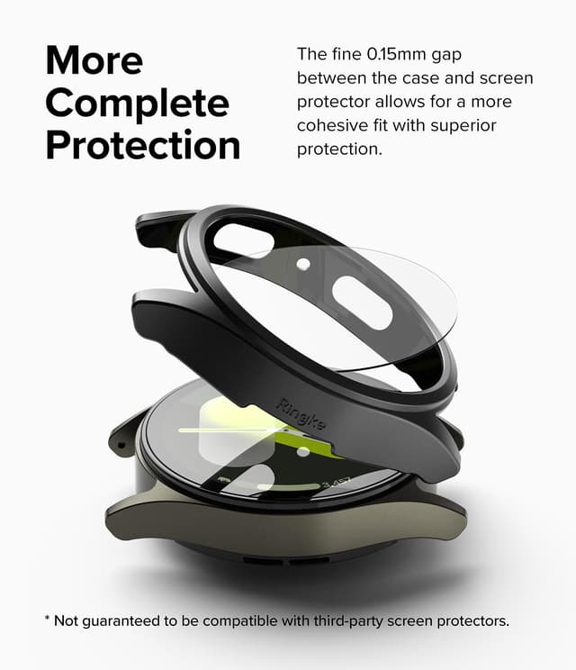 كفر حماية ساعة سامسونغ جالاكسي 7 مقاس 44 ملم مع واقي شاشة اسود تيتانيوم رينجكي Ringke Slim & Glass Compatible with Samsung Galaxy Watch 7 44mm Case