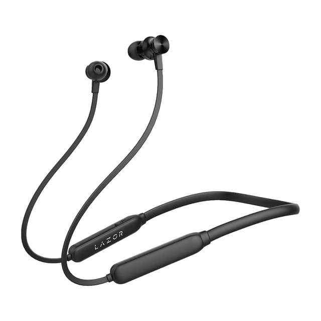 LAZOR Groove+ EA65: Wireless Neckband In-Ear Earphones with Stereo sound, Magnetic earbuds, Up to 12 hrs playback time, Multifunction control, Bluetooth version 5.0, Black