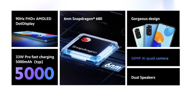 Xiaomi Redmi Note 11 Dual SIM 6GB RAM 128GB 4G LTE, Star Blue MediaTek Helio G88 Processor, 6.43" AMOLED DotDisplay, 50MP Camera, 5000mAh Battery, 33W Pro Fast Charging