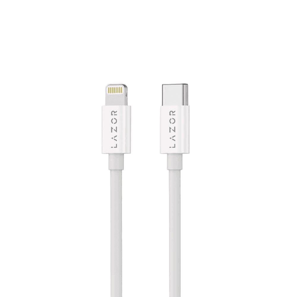 LAZOR Bolt CL76: Type-C to Lightning 20W PD Fast Charging Cable, OTG Data Synchronization, SR Cable Bending Control - Gray, 1M