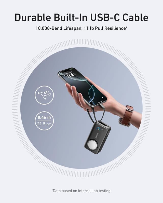 Anker Powercore Nano 10000Mah Pd 30W Built-In Usb-C Cable & Apple Watch Charger