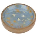 انديا صحن خشبي دائري ازرق صغير السيف غاليري Al Saif Gallery India Small Wood Plate