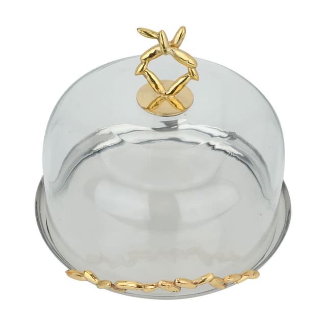 حاملات الكيك برجل ستانلس ستيل مع غطاء فضي من السيف غاليري Al Saif Gallery India Stand Serving Steel Cake With Silver Lid