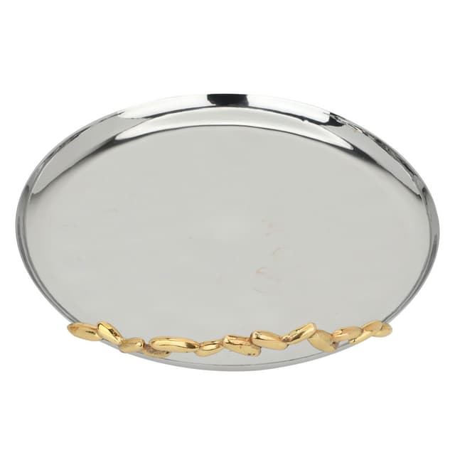 حاملات الكيك برجل ستانلس ستيل مع غطاء فضي من السيف غاليري Al Saif Gallery India Stand Serving Steel Cake With Silver Lid