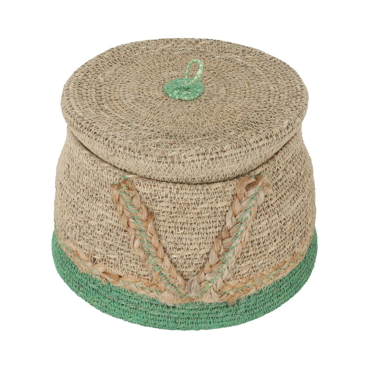 سلة تخزين خيزران 15 سم مع غطاء بيج السيف غاليري  Al Saif Gallery India Beige Wicker Storage Basket With Lid 15 Cm