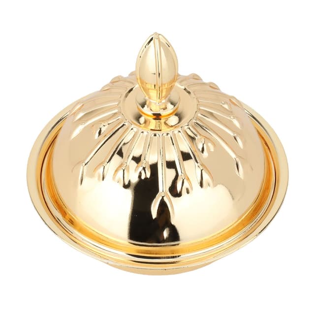 صحن تقديم تمر ستانلس ستيل دائري ذهبي مع غضاء صغير السيف غاليري  Al Saif Gallery Golden Round Steel Date With Small Lid