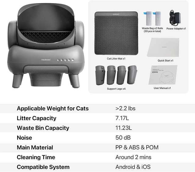 Neakasa M1 Open-Top Self Cleaning Cat Litter Box, Automatic Cat Litter Box with APP Control