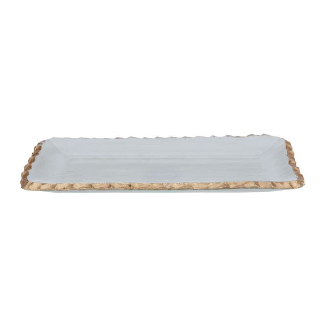 Al Saif Gallery Large Glass Dessert Plate, Rectangular With A Gilded Edge