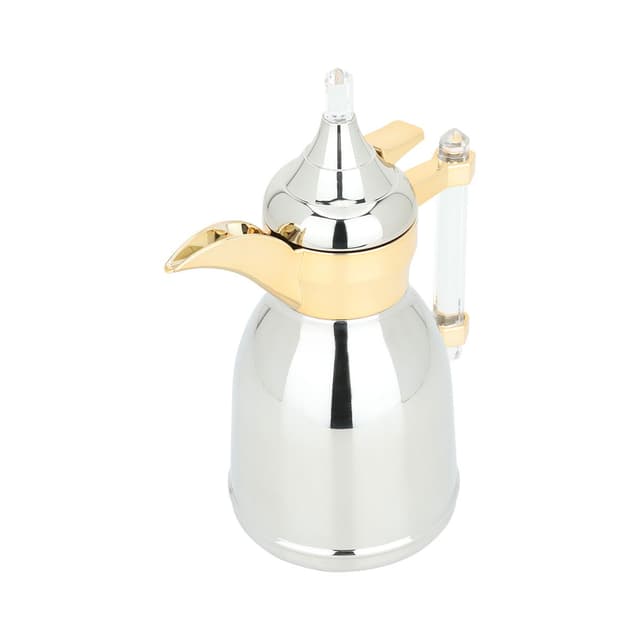 Al Saif Gallery Tamim Dallah 3 Silver, With A Transparent Handle, A Golden Mouth, 0.35 Liters