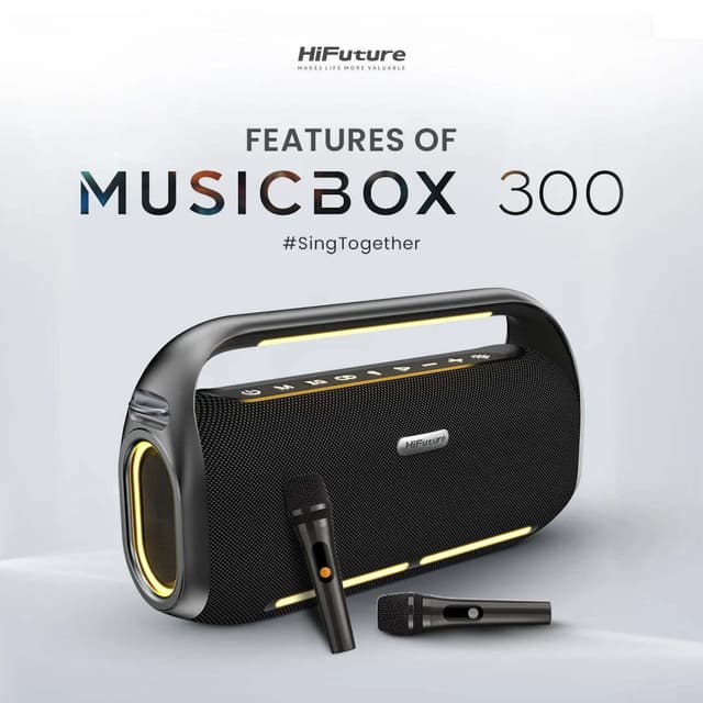 HiFuture MusicBox 300 Wireless Bluetooth Speaker with Dual Wireless Microphone