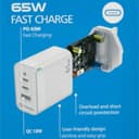IQ Touch 65W Compact 3-Output Gan Charger with (2 Type-C PD 65W) and (1 USB-A QC 18W) Port