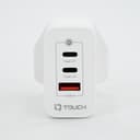 IQ Touch 65W Compact 3-Output Gan Charger with (2 Type-C PD 65W) and (1 USB-A QC 18W) Port