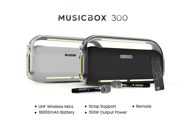 HiFuture MusicBox 300 Wireless Bluetooth Speaker with Dual Wireless Microphone