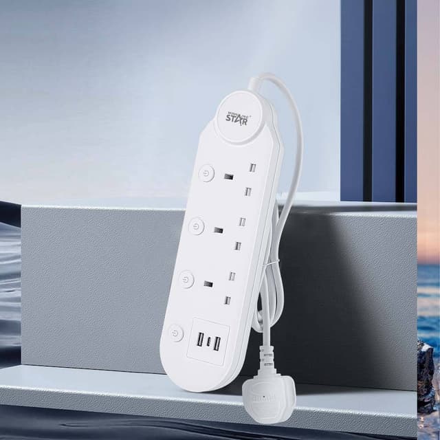 Winning Star Power Strip 1 Type-C 2 USB Ports 3 UK Outlet Electrical Extension Socket