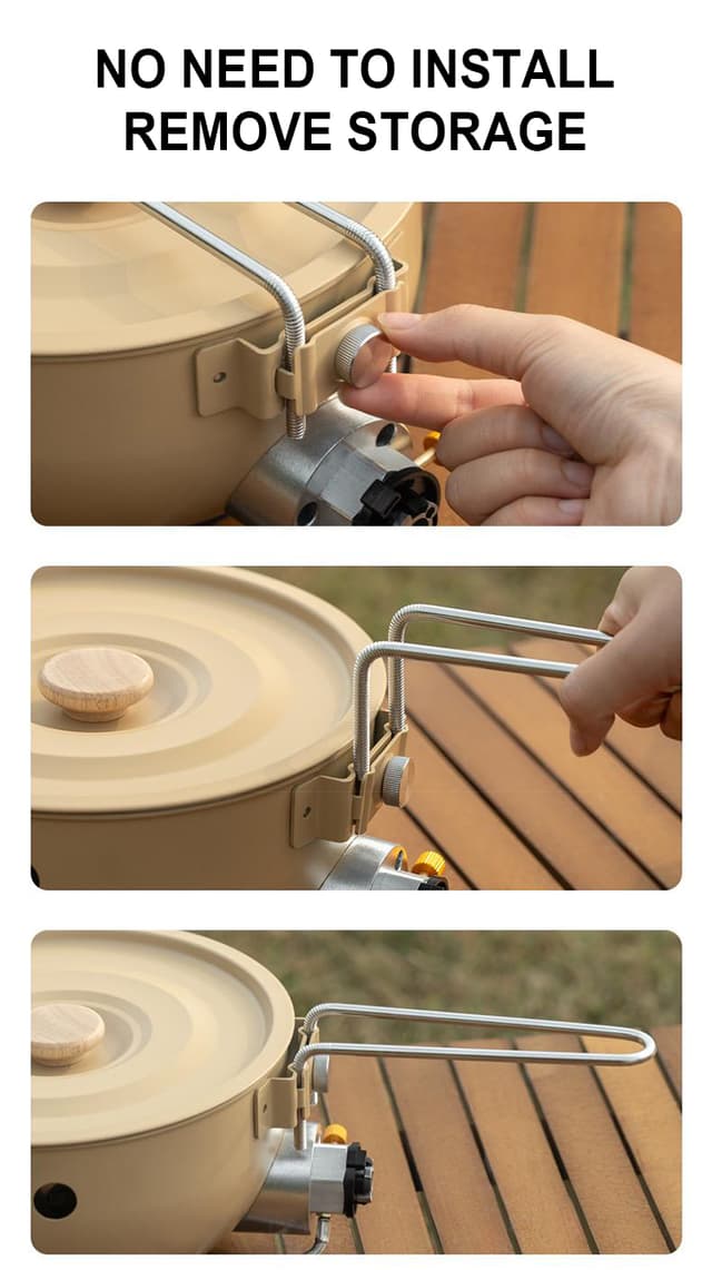 موقد غاز للرحلات مع مقلاة ستانلس ستيل مدمجة 2300 واط Outdoor Portable Gas Stove Nonstick Cooking frying pan