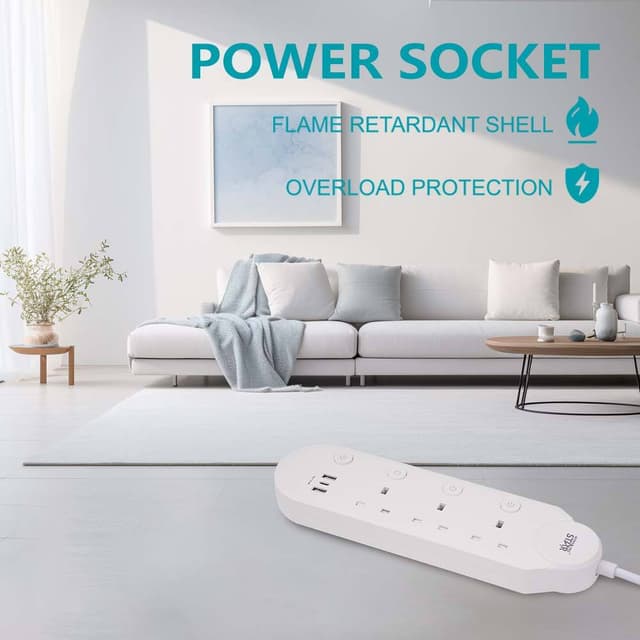 Winning Star Power Strip 1 Type-C 2 USB Ports 3 UK Outlet Electrical Extension Socket